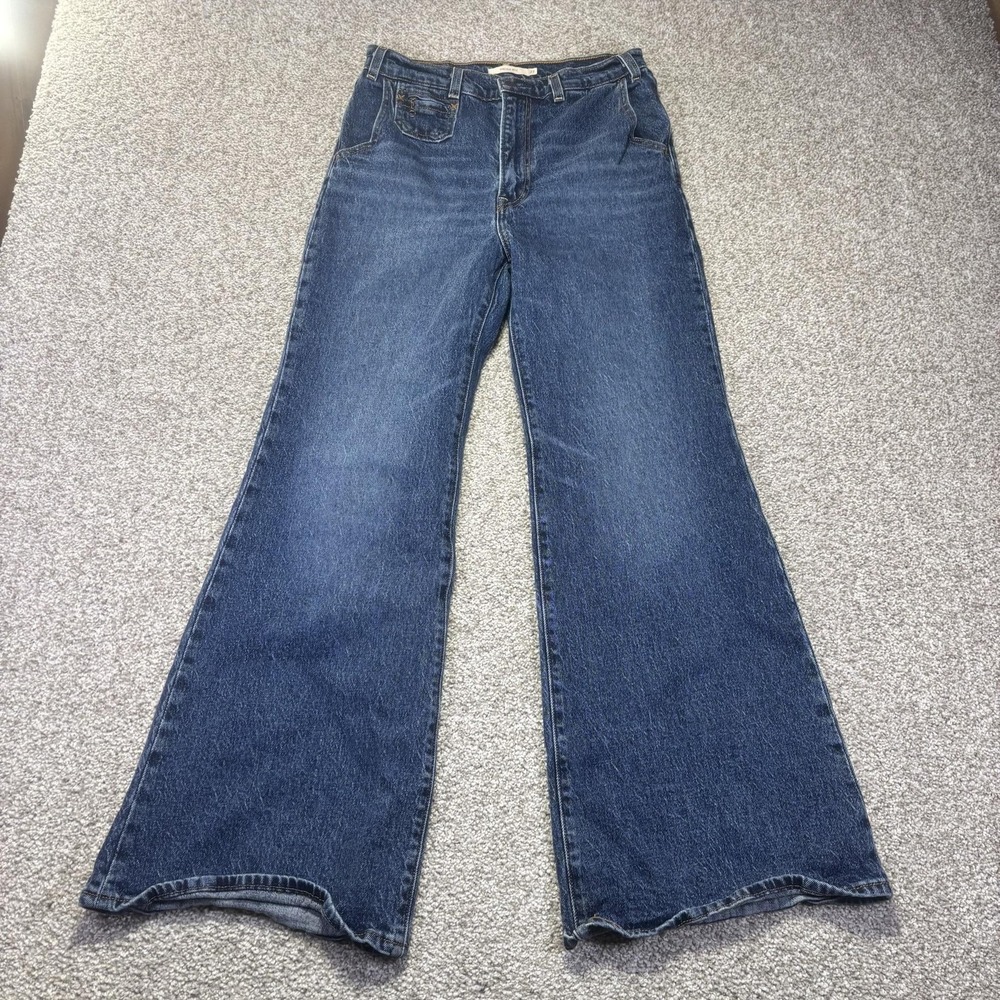Levis Ribcage Bell Jeans Womens W27 L30 Blue Medium Wash High Rise Flare Denim